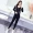 Mùa thu mới của Hàn Quốc phiên bản của màu sắc phù hợp với sọc V-Cổ dài tay áo len + cao eo là mỏng chân quần thời trang phù hợp với nữ