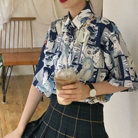 Летняя японская сексуальная ретро рубашка для школьников, короткий рукав, воротник поло