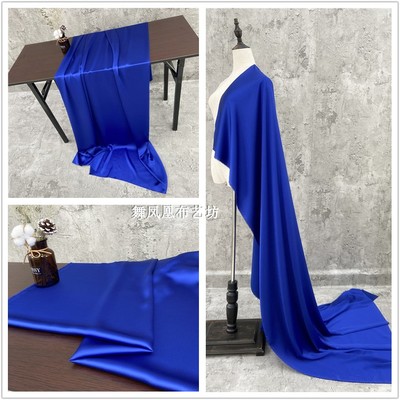 taobao agent Bald blue imported glossy acetic acid satin fabric silk smooth dressee dress dresses suspended skirt fabric