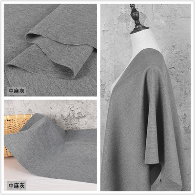 taobao agent Hemp gray Thick knitted Roman fabric Nylon cotton four-sided stretch suit skirt pants clothing fabric