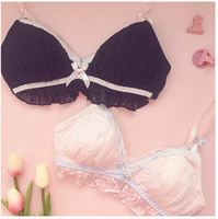 Nhật bản hai màu hải quân xanh hồng hai màu cô gái mềm chị không có vòng thép thoải mái tam giác cup bikini bra set áo tắm