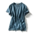 の [ZY158125MG] Cười Hange ngắn tay T-Shirt trùm đầu lụa sáng đáy áo sơ mi nữ áo len mỏng Đan Cardigan