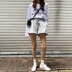 Thời trang giản dị phù hợp với nữ đầu mùa thu 2018 mới của Hàn Quốc ulzzang dài tay t-shirt đáy áo + eo cao quần short áo kiểu nữ Bộ đồ