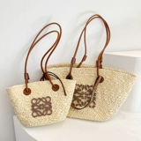 Вместительная и большая сумка через плечо, соломенная корзина, ведро, сумка на одно плечо, французский стиль