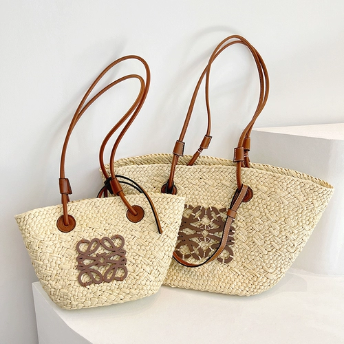 Вместительная и большая сумка через плечо, соломенная корзина, ведро, сумка на одно плечо, французский стиль