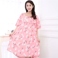 Mùa hè phụ nữ lỏng lẻo kích thước lớn ngắn- tay nightdress chất béo mm200 kg phụ nữ mang thai tăng chất béo bông bông nhà đồ ngủ đồ lót đẹp