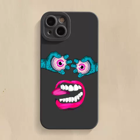 Funny Eyeball Illustration Phone Cases Covers Matte Silicone TPU iPhone 15, iPhone 14, iPhone 13, iPhone 12, iPhone 11