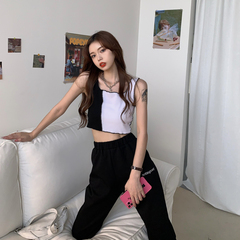 Korean style versatile color matching pressing thread short vest strap color