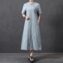 Trung Quốc sửa khóa nữ retro cotton ngắn tay áo bên sườn sườn xám sườn dài mùa hè - Sản phẩm HOT váy cao cấp hàng hiệu