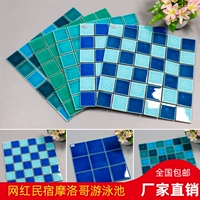 Бассейн, зеленая мозаика, дорожная вилла, популярно в интернете