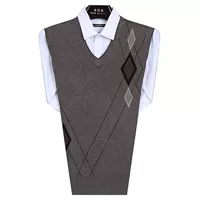 Vàng thỏ nam vest len ​​nam vest len ​​V-cổ rắn màu áo thun không tay áo len kinh doanh áo len áo len nam cổ lọ hàn quốc