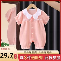 Детское марлевое летнее тонкое боди, комбинезон для новорожденных, летняя одежда, пижама, короткий рукав