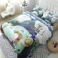 Totoro phim hoạt hình bốn mảnh khăn trải giường quilt cover 1.8 m bộ đồ giường giường đơn sinh viên quilt ký túc xá ba mảnh bộ chăn ga gối