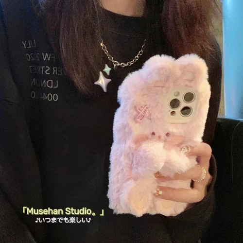 Apple, розовый совместимый iPhone 14, iPhone14 Pro, зимний милый чехол для телефона, iPhone12 Pro, год кролика, iphone, 15promax