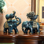 Phong Thủy lucky elephant đồ trang trí một cặp đồ trang trí tủ TV tủ rượu nội thất văn phòng thủ công mỹ nghệ mở quà tặng