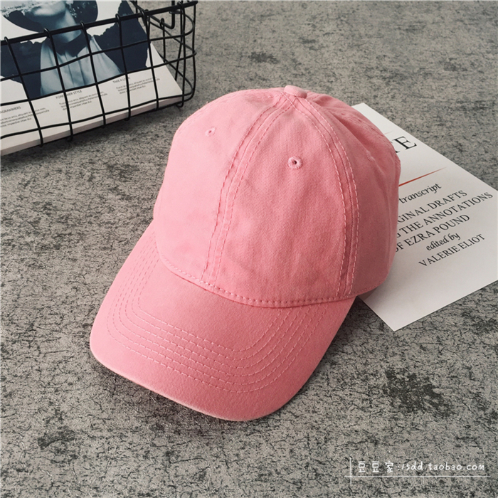 PinkHat female summer Korean version Versatile Solid color Baseball cap ins washing sunshade peaked cap summer student male street tide