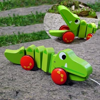 Деревянная игрушка для раннего возраста на шнурке для выхода на улицу, крокодил, звуковая система