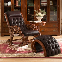 Американская полная полная деревянная кожаная качалка стула в европейском стиле домашний отдых пожилой люди Сяаояо Стул Балкон взрослый полдень ленивый стул
