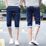 Mùa hè của Nam Giới Hàn Quốc Slim Denim Shorts Nam Bàn Chân Mỏng Bảy điểm Jeans Stretch Casual 7 Quần