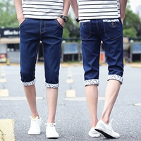Mùa hè của Nam Giới Hàn Quốc Slim Denim Shorts Nam Bàn Chân Mỏng Bảy điểm Jeans Stretch Casual 7 Quần phong cách vintage nam