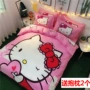 Hello Kitty phim hoạt hình cotton bốn mảnh trẻ em công chúa gió cô gái kt mèo bông tấm chăn bao gồm giường ba mảnh - Bộ đồ giường bốn mảnh chăn drap gối nệm