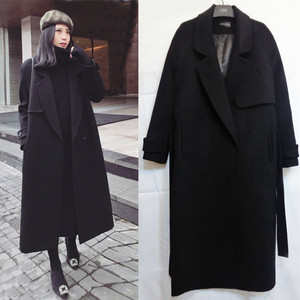 Chống giải phóng mặt bằng tie áo len nữ mùa đông hai mặt cashmere phần dài trên đầu gối Hàn Quốc phiên bản của lỏng áo len