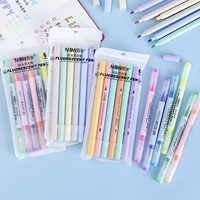 Корейская канцелярские канцелярские товары освещение ручка Morandi Macaron Color Marte Label Notes 6 Цвет двойные головы