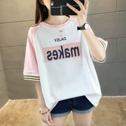 Mùa hè 2019 mới màu cam nữ của phụ nữ Phiên bản Hàn Quốc của áo phông rộng tay rộng mỏng manh hoang dã - Áo phông
