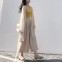 2018 mới của Hàn Quốc phiên bản của chic cao eo Pháp lười biếng thoải mái lười biếng quần chân rộng + ống top + cardigan phù hợp với nữ mùa hè đồ bộ thun