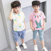 Chàng trai bộ trẻ em mùa hè phù hợp với trẻ em đan thường hai mảnh mùa hè ngắn tay bé phù hợp với