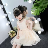 Платье, детская кружевная тонкая юбка, летняя одежда для девочек, жилет, наряд маленькой принцессы, в западном стиле, в корейском стиле