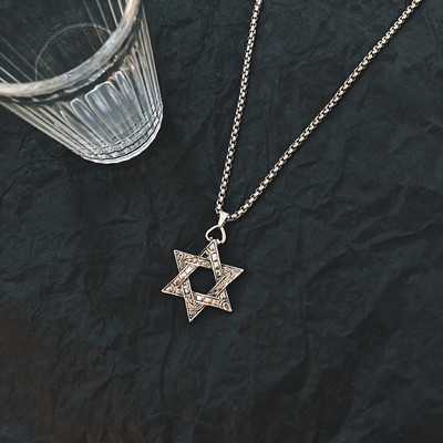 Six Star NecklaceChaozhou people hiphop Ring Necklace ins Tuku Europe and America disco dancing men and women tide Tiktok Pendants Hip hop multi-storey Accessories