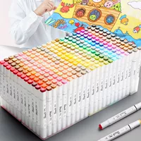 Маркер, комплект, раскраска, цветные карандаши для школьников, акварель, двусторонние художественные мелки, 80 цветов