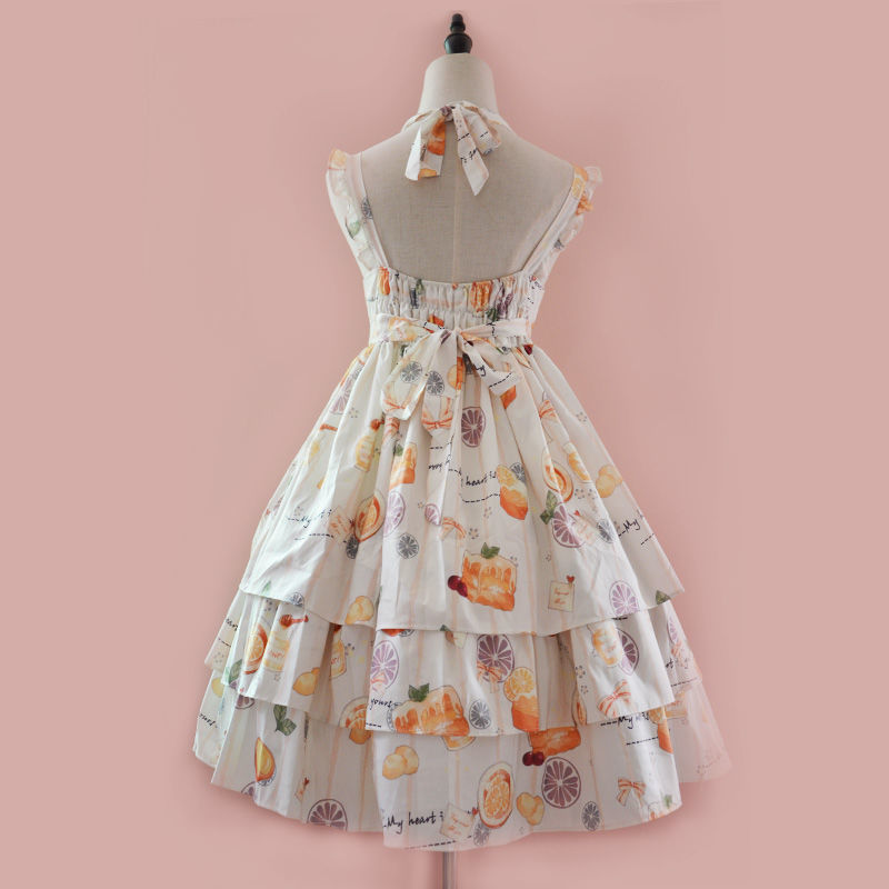 Light Yellow Suspender SkirtLolita summer clothes female Eldest child student new pattern daily children Foreign style Princess Dress Dress Sleeveless braces skirt