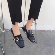 Phong cách Hàn Quốc tua rua kim loại khóa trang trí Giày nữ dày của Anh dày với giày thấp