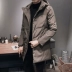 Áo khoác cotton nam dài vừa phải áo khoác mùa đông trùm đầu giản dị dày áo khoác cotton ấm áp Hàn Quốc áo khoác cotton đẹp trai - Bông Bông