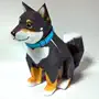 Black Shiba Inu Animal Cat Dog Handmade Paper DIY DIY Paper Model Model - Mô hình giấy 	mô hình ô tô bằng giấy