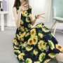 2018 Mùa Hè Nam Cotton Eo Lady Bohemian Kích Thước Lớn Bãi Biển Dress Không Tay In Cotton Silk Dress Nữ áo khoác gió nữ