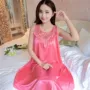 Bà Xia băng lụa nightdress cộng với phân bón để tăng không tay vest đồ ngủ ren sợi phần mỏng dịch vụ nhà phụ nữ mang thai có thể mặc váy đầm đẹp