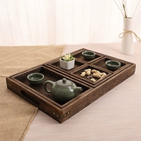 Nhật Bản- phong cách rắn gỗ carbonized sơn- miễn phí hộ gia đình kết hợp trà bộ khay trà 7 bộ khách sạn cung cấp trái cây sấy khô tấm gỗ khay gỗ đựng ấm chén