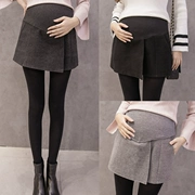 Phụ nữ mang thai mùa thu 2018 mặc quần short váy len mùa thu và mùa đông Hàn Quốc phiên bản dành cho bà bầu dạ dày nâng eo quần short