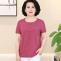 Mẹ nạp mùa hè ngắn tay t-shirt trung niên của phụ nữ bông đáy áo sơ mi lỏng lẻo cộng với phân bón XL top đầm dự tiệc cho người lớn tuổi