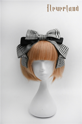 taobao agent soufflesong Exclusive design [Not striped] OP dress -up dress accessories grid long big bow B