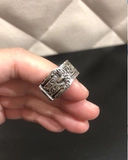 Подлинное кольцо Gucci Gulci Silver Jewelry Make Old Effect Silver G Чистая резной модель пары