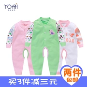 Babyiesies bé 3 tháng mở tập tin quần áo 6 romper tay áo dài 1 tuổi đồ ngủ trẻ em cotton mỏng mùa thu