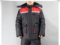 Черно-красное водонепроницаемое хлопковое пальто средней длины