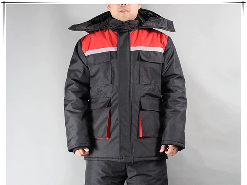 Зимняя длинная куртка для работы, светоотражающий дорожный флисовый пуховик, увеличенная толщина, средней длины