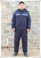 Комплект из темно-синей ливрейной шляпы, отдельного хлопкового пальто и брюк.