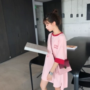 Phần dài lỏng bf gió lớn t- shirt đầu màu hồng 2018 mới nữ mùa hè Hàn Quốc phiên bản của chiếc áo thiếu ngắn tay t- shirt váy