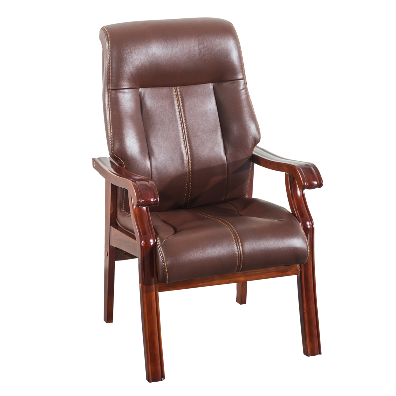 8669 tan leather solid wood feet